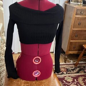 Garage Black Off-the-Shoulder Sweater